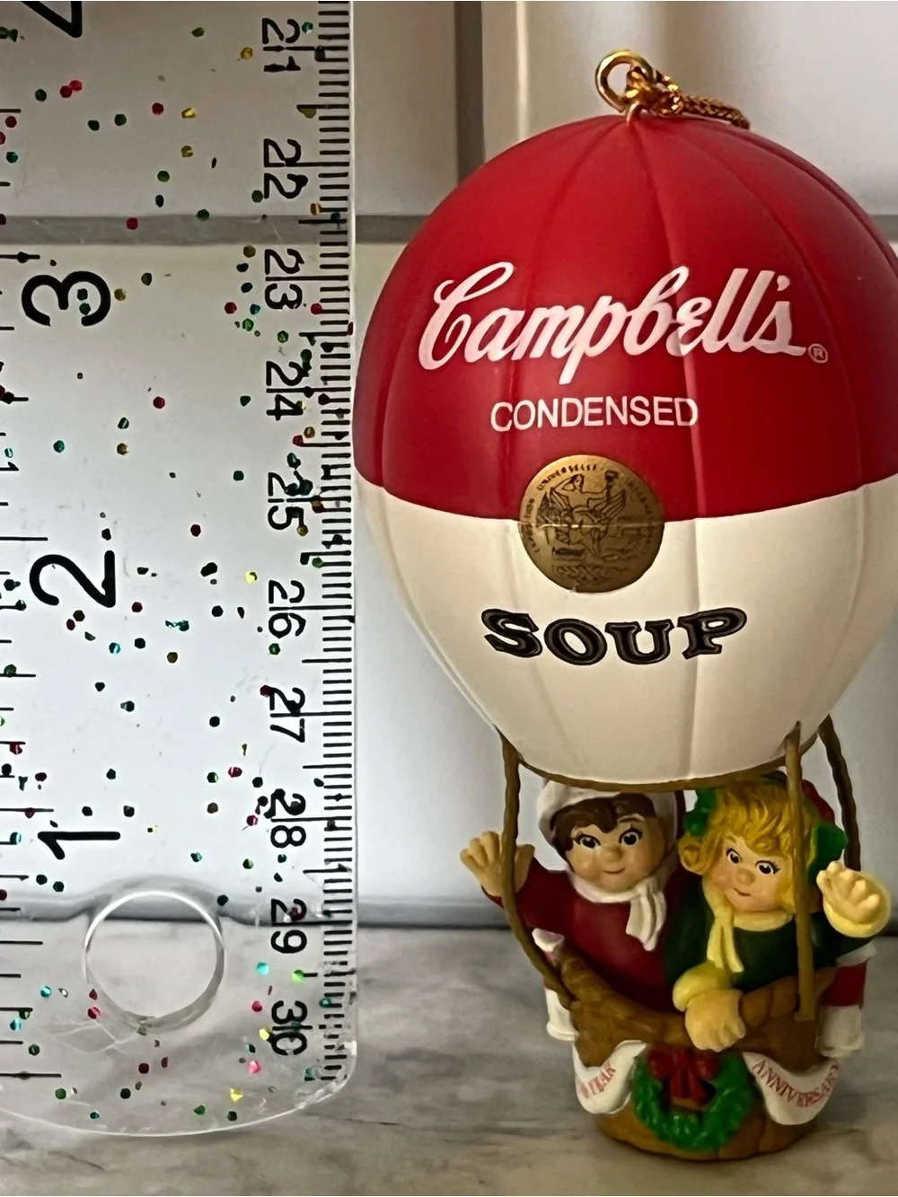Vintage Campbell's Red and White Soup Hot Air Balloon Ornament